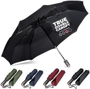 LifeTek Windproof Travel Umbrella for Rain - Auto Open Close, Compact Umbrella Durable & Strong Fiberglass Frame, Waterproof Canopy - Backpack, Purse, Portable Umbrella for Travel - Black, 45 Inch