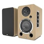 AZATOM Equinox 2 M4 Powered Bookshelf Hifi Speakers, 2.0 Active, Bluetooth, Wired, Wooden Enclosure, Perfect for Music, Vinyl records, Home Theatre, Gaming, Laptops, PC, 80 Watts (Oak)