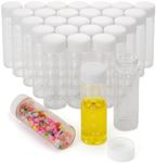 28Pcs 30ml(1oz) Small Glass Vials with White Lids and Scale Lab Sample Vials Empty Refillable Perfume Travel Mini Glass Graduated Measuring Bottles with Screw Caps for Essential Oils