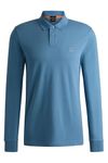 BOSS Mens Passerby Polo Shirt Long Sleeve Top Open Blue M