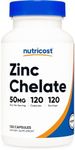 Nutricost Zinc Chelate 50mg, 120 Vegetarian Capsules - Gluten Free and Non-GMO