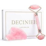 Deciniee Jade Roller and Gua Sha Tools Set - Anti Aging Rose Quartz Face Roller Massager - 100% Real Natural Jade Roller for Face, Eye, Neck - Beauty Jade Facial Roller for Slimming & Firming