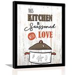 kotart Engineered Wood Photo Frames For Kitchen And Restaurant Wall Decoration - Food Quotes Decor Poster With Frame (11 Inch X 11 Inch, Multi) Design-2, Square)