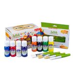 dabble Starter Painting Fun Pack | 8 Non-Toxic Finger Paints | 4 Paint Brush for Kids | Washable Finger Paints | Learning & Educational Gift Pack | Toddler Safe Paint | for 2.5+ Years, Multicolour