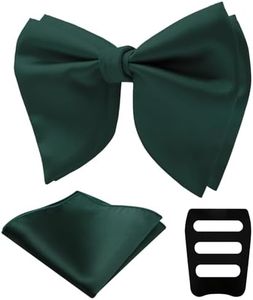 GHTIYLP Tuxedo Bow Ties for Men, Pre Tied Oversized Satin Bow Tie for Wedding Party Banquet (Set 02-Emerald Green)