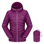 CAMEL CROWN Women’s Lightweight Hooded Down Jacket Packable Puffer Insulated Coats, Purple-1, Medium