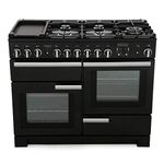 Rangemaster Professional Deluxe PDL110DFFGB/C 110cm wide Dual Fuel Range Cooker with Gas Hob - Black - A/A Rated