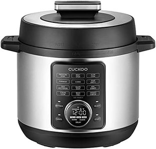 CUCKOO Pressure Cooker 10 Menu Options: Steamer, Slow Cook, Sauté, Porridge, & More, User-Friendly LED Display, Stainless Steel Inner Pot, 24 Cup / 6 Qt. (Uncooked) CMC-ZSN601F Black
