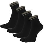 FEOYA Five Finger Toe Socks for Women Girls Ladies Casual Socks Cotton Low Cut Ankle Socks Soft Breathable 4/5 Pairs 4Black