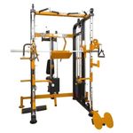 Gym24 Iron Weight Stack Multi Home Gym GFTS-701 - Functional Trainer with Smith Machine and PEC Fly with Rear Delt (Yellow Black, Iron Stack) Free Insatllation