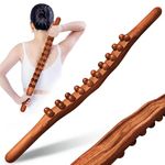 Flavoma Wood Stick Therapy Back Massager | Scraping Lymphatic Drainage Massager | Double Row 20 Beads Point Treatment Tools For Back Leg Whole Body