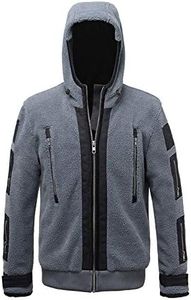 saounisi Cosplay Costumes Cosplay Overcoat for Game, Men Pullover Fleece Zip Up Hooded Jacket Costume Suit Grey, XXS