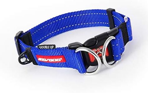 EzyDog Checkmate Training Dog Collar - Martingale Style Correction Collar for Dogs That Pull - Premium Nylon, Reflective, Comfortable (L, Blue)