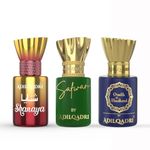 AdilQadri Shanaya, Safwan, Oudh Al Hashmi Attar Combo Pack | Arabic & French Blend, Fruity & Sweet Scent | Long Lasting Non-Alcoholic Roll-On Attar For Men & Women | Pack of 3-5.5 ML Each