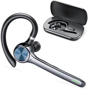 Auricolare Bluetooth, 100Ore di Conversazione in HD CVC8.0 Cuffie Bluetooth Singolo Vivavoce con Cancellazione del Rumore a Doppio Microfono dia, Bluetooth In Ear per la Guida/Affari/Ufficio, Nero Pro