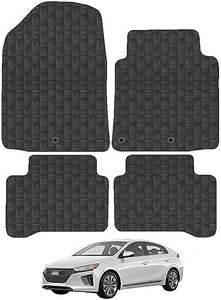 Car Mats for Hyundai IONIQ (2016-2020) Car Floor Mats Premium Rubber Tailored Fit Set Accessory Black Custom Fitted 4 Pieces with Clips - Anti-Slip Backing, Heavy Duty & Waterproof