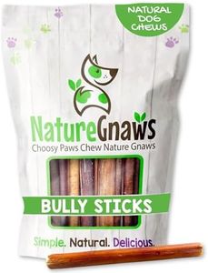 Nature Gnaws Small Bully Sticks for Dogs 5-6" (25 Count) - Long Lasting for Light Chewers and Puppies - Natural Thin Beef Dog Chew Bones - Rawhide Free