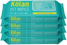 Kolan Eco-Friendly Pet Wipes 100% Biodegradable Fabric • Fragrance Free Grooming Wet Wipes for Dog | Cat | Puppies | Rabbit | Small Pets, 60 Count, 4 Pack