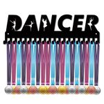 CREATCABIN Dancer Medal Holder Hanger Display Sports Dance Metal Wall Mount with 20 Hooks for Medalist Ballet Gymnastics Hang Over 60 Medals Black 15.7 x 4.8inch