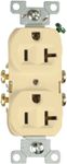 Cooper Wiring Devices CR20V-SP-L Commercial Grade Straight Blade Duplex Receptacle with 20-Amp, 125-Volt, 5-20-NEMA Rating, Ivory