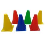 Standard Color Cones for Sports- (6 inch) Football, Basketball, Soccer, Volleyball, Baseball, Softball, Lacrosse, Track and Field (Pack of 6)