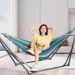 Hammock With Stand - Garden Swing With Free Standing Frame, Outdoor Double Person Swing for Adults and Children, Travel, Hiking, Camping, Seaside, Patio or Indoors
