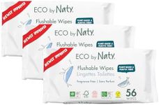 Eco by Naty Flushable Baby Wipes - Compostable and Plant-Based Wipes, Chemical-Free and Hypoallergenic Baby Wipes Safe for Baby Sensitive Skin, 56 Wipes Per Pack (3 Pk)