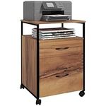 Vinsetto Vertical Filing Cabinet, 26.2" Tall File Cabinet with 2 Drawers, Open Shelf, Hanging Bars for Letter and A4 Size, Industrial Printer Stand for Home Office, Rustic Brown