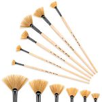 Artist Paint Brushes Oil Professional Fan Brush Hog Hair Paintbrush Set-Long Handle. (6pcs Fan Oil Paint Brushes)