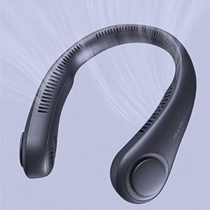 JISULIFE Portable Neck Fan, Hands Free Bladeless Fan, 4000 mAh Battery Operated Wearable Personal Fan, Leafless, Rechargeable, Headphone Design, USB Powered Desk Fan,3 Speeds-Dark Blue