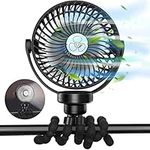 XIMU Stroller Fan, USB Rechargeable Mini Handheld Fan Clip on Fan with Flexible Tripod & LED Light, Ultra Quiet Portable Personal Fan for Stroller Car Seat Bike Camping Office Outdoor