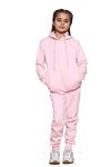 GW CLASSY OUTFIT Boys Girls Pullover Tracksuit Kids Unisex Hoodie With Sweatpants Sports Activewear Fleece Tracksuits Set (UK, Age, 9 Years, 10 Years, Regular, Baby Pink Pullover Suit)