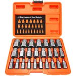 XEWEA 25Pcs Screw Extractor Set Hex Head Multi-Spline Easy Out Bolt Extractor Tool, Chrome Molybdenum Alloy Steel Heavy Duty EZ Out Rounded Screw Remover, Father's Day gift