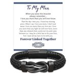 GBTBYS To My Man Bracelet, Gifts for Husband Boyfriend Fiance, Inspirational Leather Wristband Bracelet, Valentines Anniversary Birthday Gift for Him Black