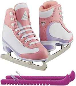 Jackson Ultima Softec Vista ST3201 Figure Ice Skates for Girls/Color: Pink, Size: Youth 2 Bundle with Skate Guards