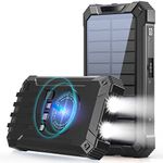 GOODaaa Wireless Solar Power Bank Portable Charger 26800mAh Built in 4 Cables Six Outputs 15W Fast Charging Power Bank for All Mobile Devices Three Inputs Solar Portable Charger with Dual Flashlights