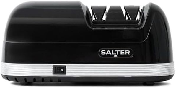 Salter 728 BKXR Electric Knife Sharpener, Diamond Sharpening Stones with Two Sharpening Levels, Non-Slip Feet, Removable Magnet Catches Chips for Easy Cleaning, Professional Whet Stone