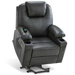MCombo Electric Power Lift Recliner Chair Sofa with Massage and Heat for Elderly, Massage Chair with 3 Positions, Cup Holders and USB Ports for Home, Living Room 7516 (Grey, Large)