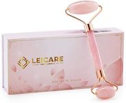 LeiCare Rose Quartz Roller, Pink Jade Roller for Face - Natural Stone Facial Roller, Face Massager Beauty Tool for Wrinkles, Skin Tightening, Lift Firming - Eye Puffiness Treatment, Anti Aging