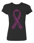 Kropsis Ribbon Word Clouds White - Breast Cancer Awareness Support Women's T-Shirt, Black, X-Large