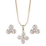 XPNSV Luxury American Diamond Pendant Giftset | Anti Tarnish, Light Weight, Handmade | Daily/Party/Office Wear Stylish Trendy Jewellery | Latest Fashion for Women, Girls and Her (Gold, Shimmer)