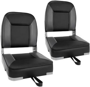 Boat Seats 2 Pack, Skureay Low/High Back Fishing Folding Boat Seat Waterproof Captain Boat Chair，Boatseat 2 Pack Suitable for Jon/Pontoon/Canoe/Bass Tracker Boat seats-UNIQUE Color Design (Black/Gray)