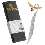 Harry Potter Metal Bookmark with Hanging Charm, School University Reading Gifts (Silver/Gold)