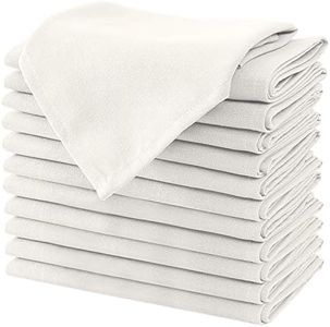 H.VERSAILTEX Cloth Napkins Set of 12 (18" X 18") Linen Textured Dinner Napkins Waterproof Extra Soft Thick Durable Reusable Napkins with Hemmed Edges for Dinners, Weddings and Everyday Use, Ivory
