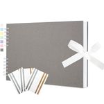 Scrapbook Photo Album 29x21.5cm DIY Memory Book Scrap Books 100 White Pages Ablums Kit with Stickers for Wedding, Travel, Birthday, Light Grey