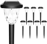 GIGALUMI 8 Pack Solar Outdoor Lights, Bright Solar Pathway Lights with Great Pattern, Waterproof Auto On/Off Solar Lights for Outside Garden Walkway Driveway Lawn Pathway