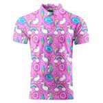 Gdewcro Pineapple Glasses Funny Golf Shirts for Men,Mens Hawaiian Shirts Short Sleeve Novelty Crazy Golf Shirts, Donuts, Large