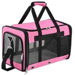 Soft Sided Foldable Cat/Dog/Pet Carrier Bag, Portable Puppy/Pets Travel Carriers For Cats/Dogs With Shoulder Strap & Removable Mat, Durable Cat Basket of 17 lbs Airline Approved - Pink, M