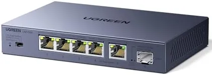 UGREEN 2.5Gb Switch, 6-Port Ethernet Switch, 5 x 2.5Gb Uplink + 1 x 10Gb SFP+, Standard/Link Aggregation to 5Gbps/VLAN 3 Modes, Plug & Play Unmanaged Splitter, Desktop/Wall Mount, Metal, for NAS, PC