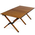 Rainberg Portable Folding Aluminium Camping, Picnic Table 120x60cm Compact Garden Table with Carry Bag for Picnic, Camping, BBQ, Party & Outdoor Dinning. (Beech wood)